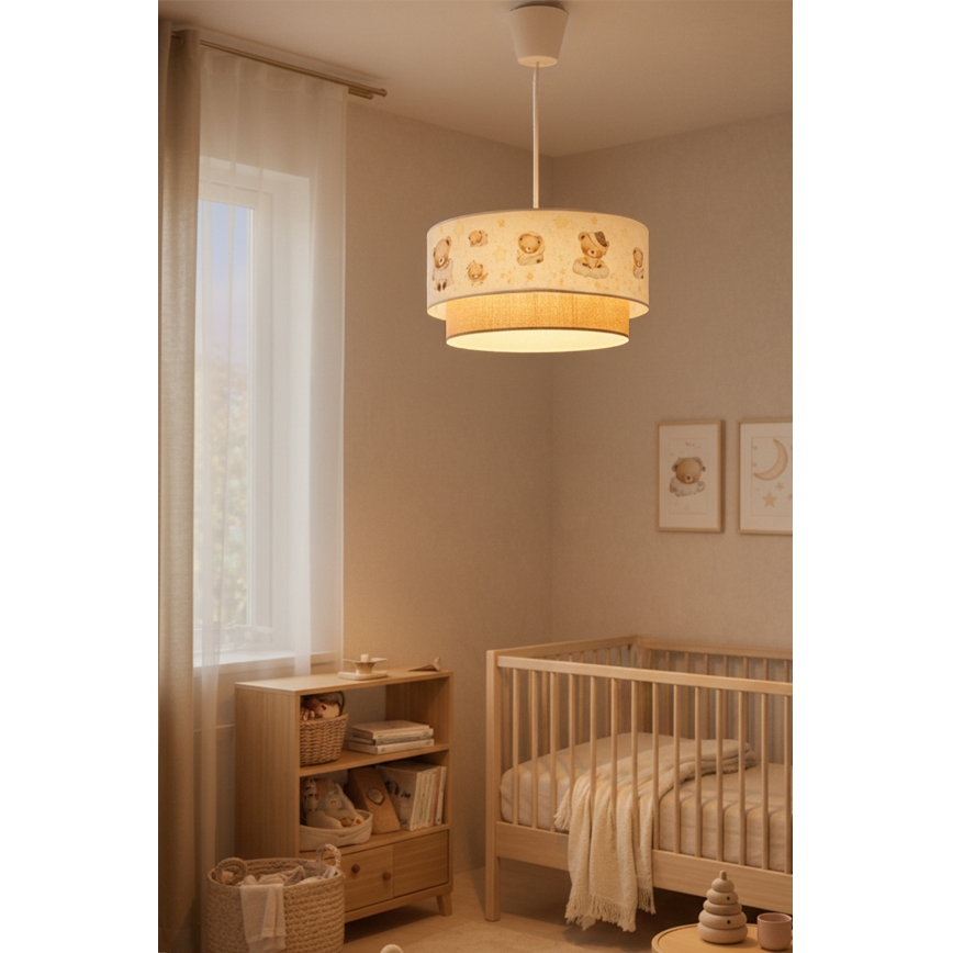 Brilagi- LED kinderhanglamp BOBO aan kabel 1xE27/60W/230V Ø 40 cm wit/beige/beer
