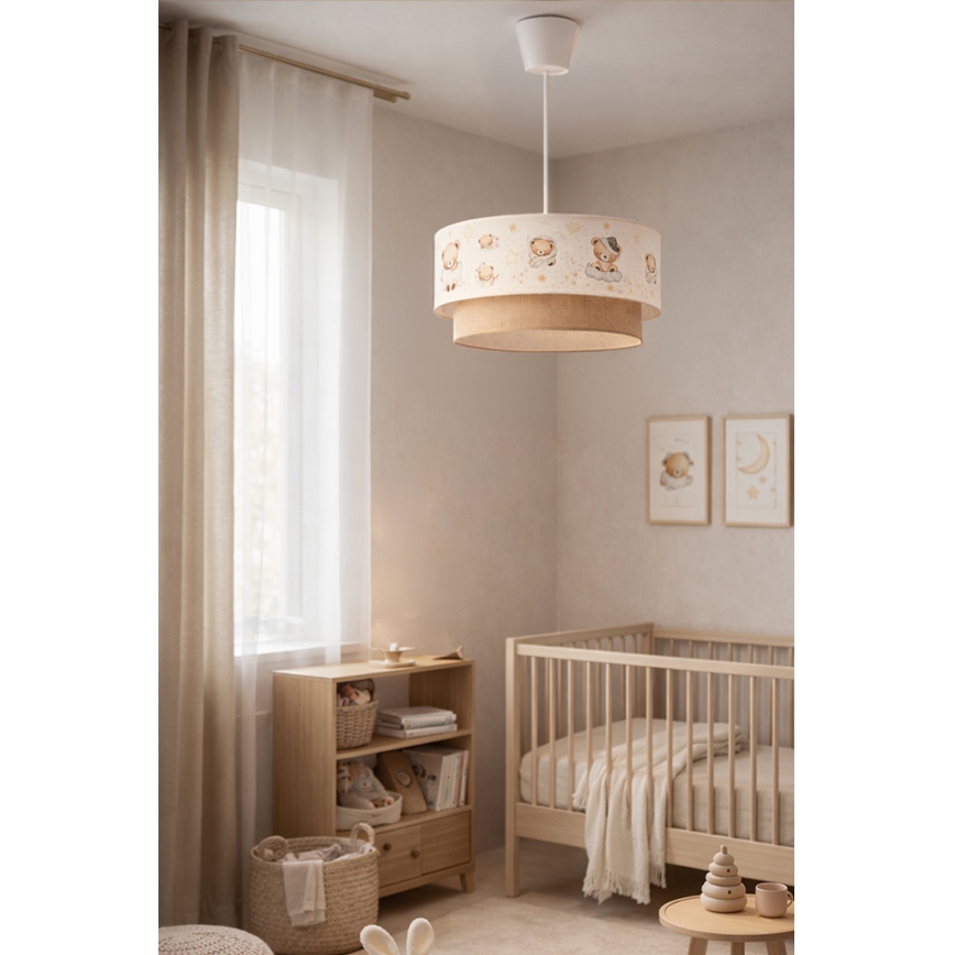 Brilagi- LED kinderhanglamp BOBO aan kabel 1xE27/60W/230V Ø 40 cm wit/beige/beer