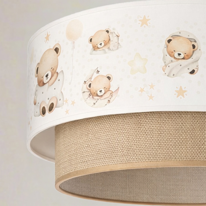 Brilagi- LED kinderhanglamp BOBO aan kabel 1xE27/60W/230V Ø 40 cm wit/beige/beer