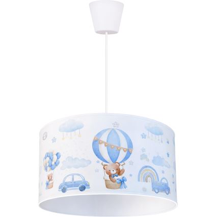 Brilagi - LED kinderhanglamp met kabel BOBO 1xE27/10W/230V Ø 35 cm blauw / beertjes