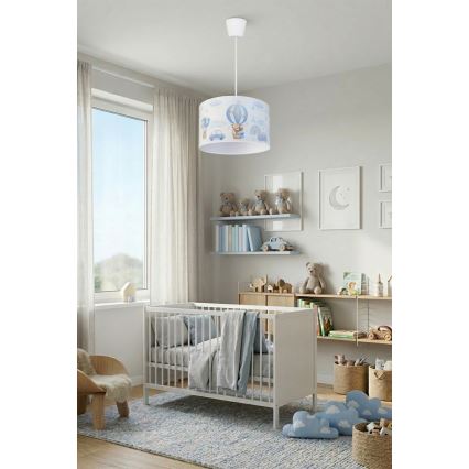 Brilagi - LED kinderhanglamp met kabel BOBO 1xE27/10W/230V Ø 35 cm blauw / beertjes