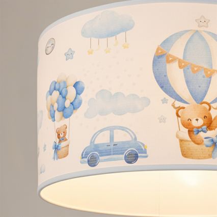 Brilagi - LED kinderhanglamp met kabel BOBO 1xE27/10W/230V Ø 35 cm blauw / beertjes