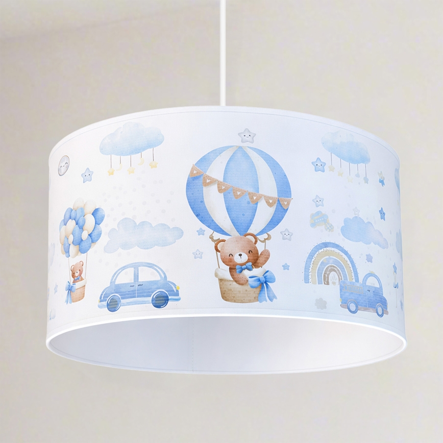 Brilagi - LED kinderhanglamp met kabel BOBO 1xE27/10W/230V Ø 35 cm blauw / beertjes