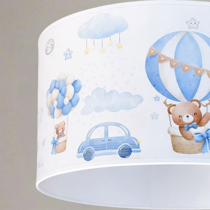 Brilagi - LED kinderhanglamp met kabel BOBO 1xE27/10W/230V Ø 35 cm blauw / beertjes