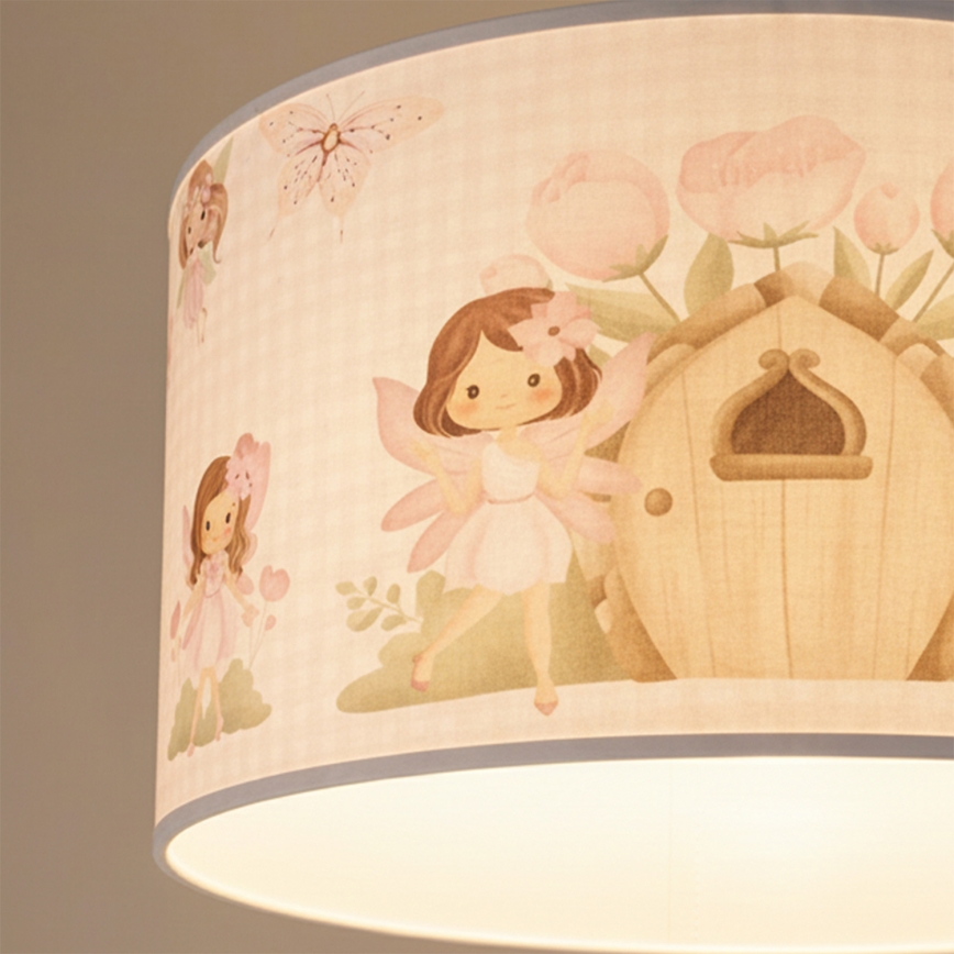 Brilagi - LED kinderhanglamp met kabel BOBO 1xE27/10W/230V Ø 35 cm roze/feeën