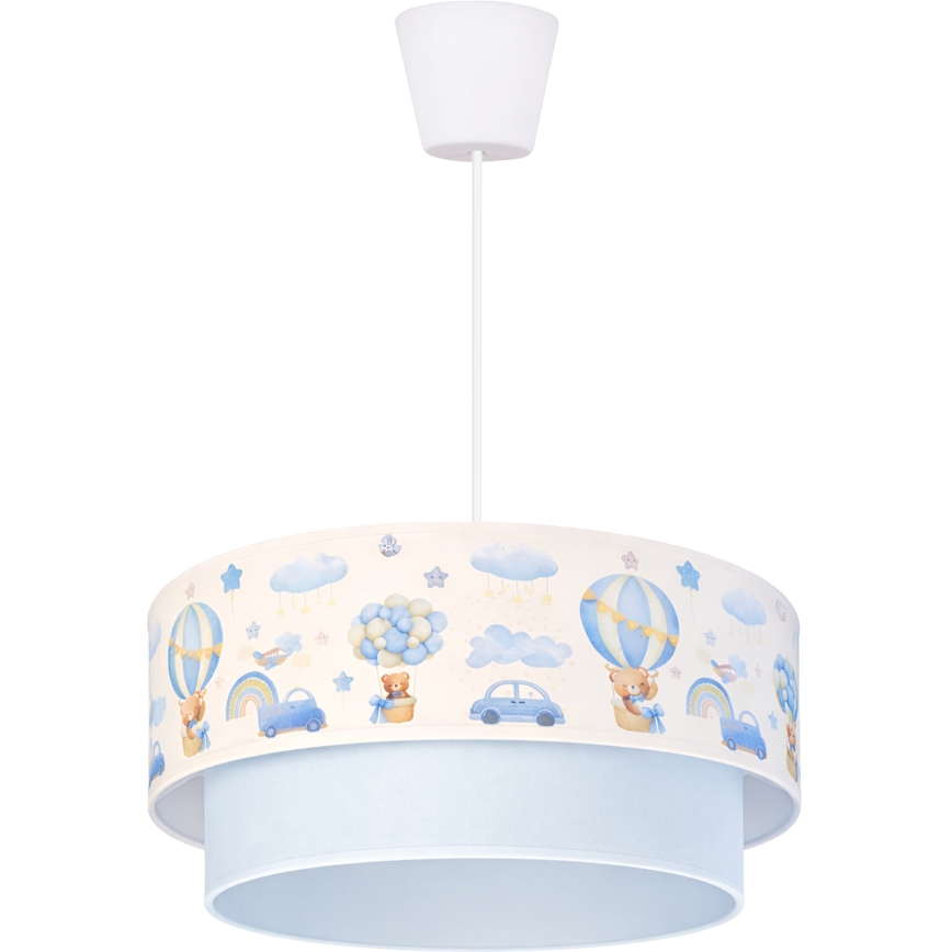 Brilagi - LED Kinderhanglamp aan snoer BOBO 1xE27/10W/230V Ø 40 cm crème/blauw/beertjes