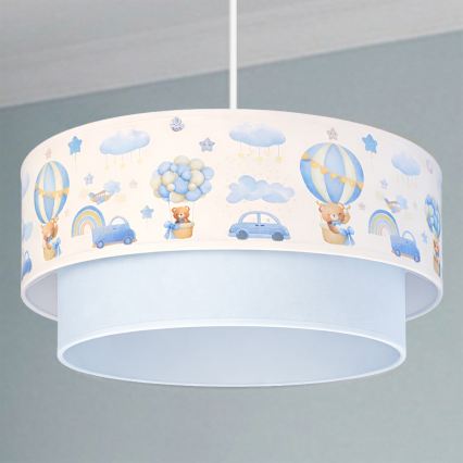 Brilagi - LED Kinderhanglamp aan snoer BOBO 1xE27/10W/230V Ø 40 cm crème/blauw/beertjes
