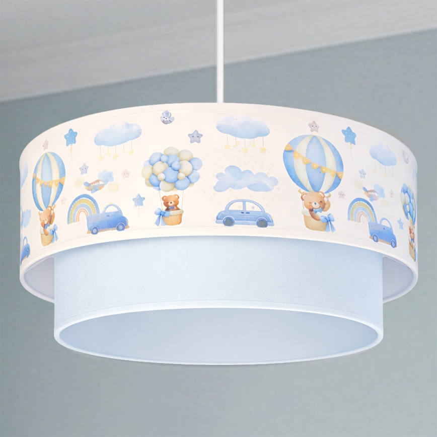 Brilagi - LED Kinderhanglamp aan snoer BOBO 1xE27/10W/230V Ø 40 cm crème/blauw/beertjes