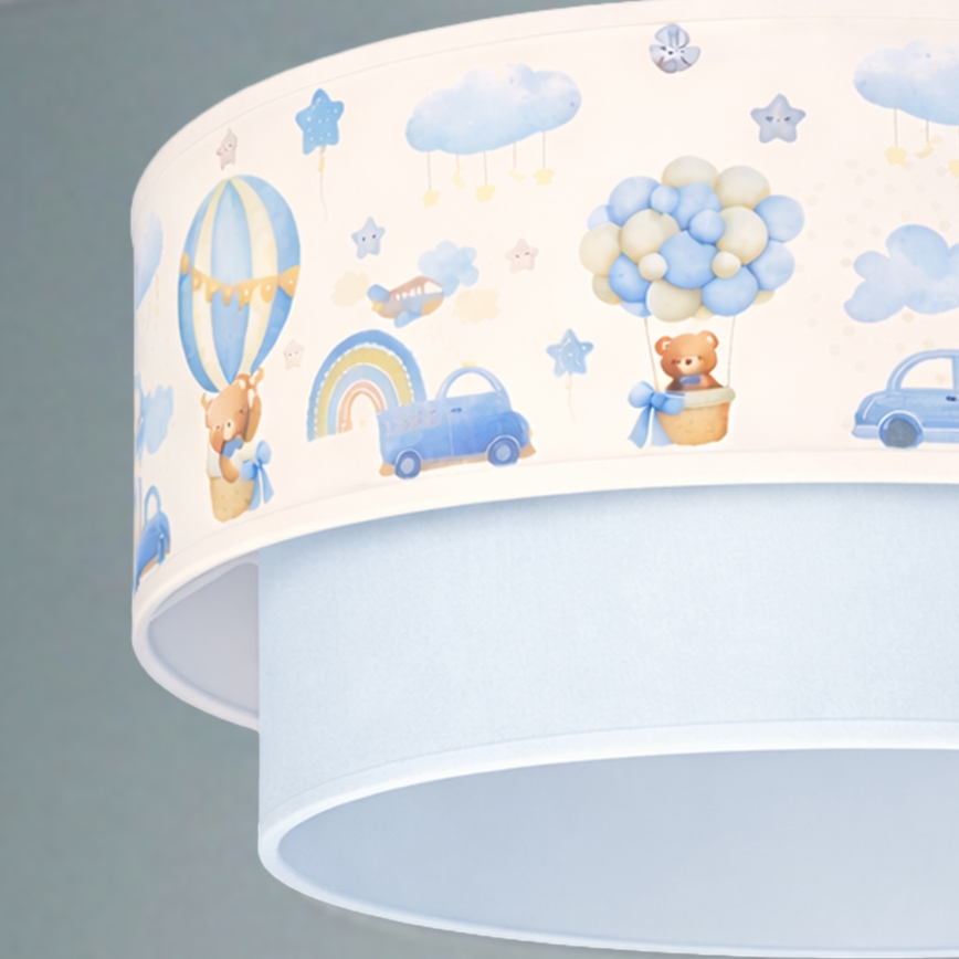 Brilagi - LED Kinderhanglamp aan snoer BOBO 1xE27/10W/230V Ø 40 cm crème/blauw/beertjes