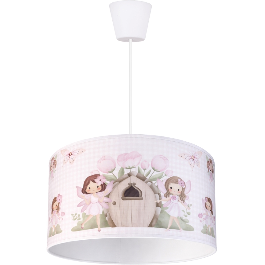 Brilagi - LED kinderhanglamp met kabel BOBO 1xE27/60W/230V Ø 35 cm roze/feeën