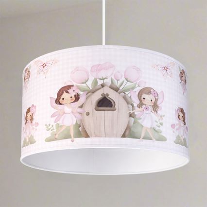 Brilagi - LED kinderhanglamp met kabel BOBO 1xE27/60W/230V Ø 35 cm roze/feeën
