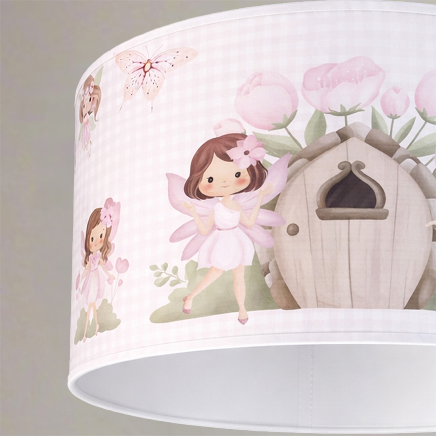 Brilagi - LED kinderhanglamp met kabel BOBO 1xE27/60W/230V Ø 35 cm roze/feeën