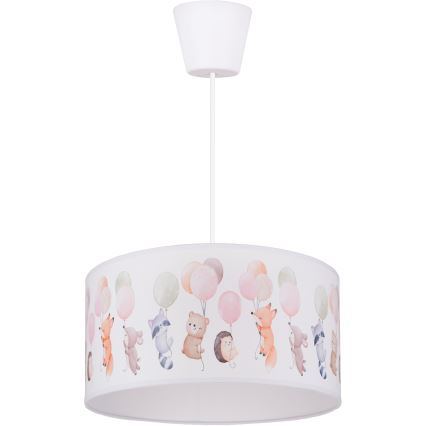 Brilagi - LED kinderhanglamp met snoer BOBO 1xE27/10W/230V Ø 35 cm wit/dierenmotief