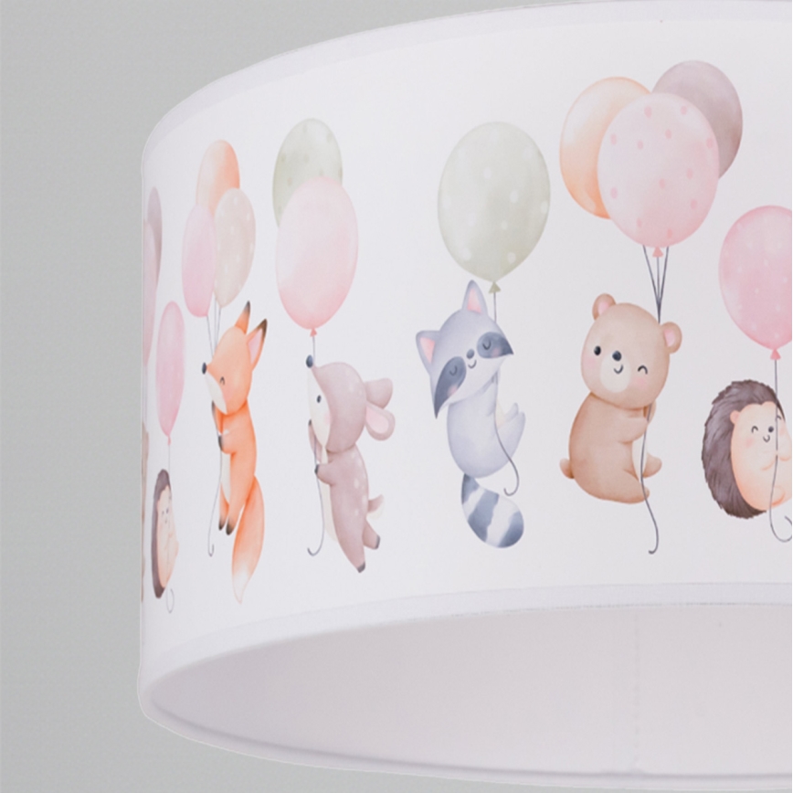 Brilagi - LED kinderhanglamp met snoer BOBO 1xE27/10W/230V Ø 35 cm wit/dierenmotief