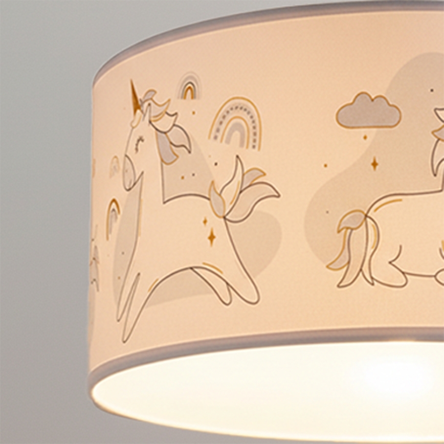 Brilagi - LED kinderhanglamp aan snoer BOBO 1xE27/10W/230V Ø 35 cm wit/eenhoorns