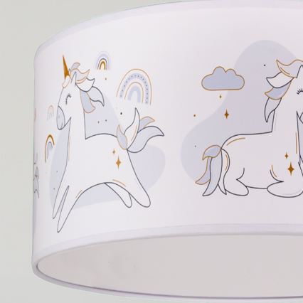 Brilagi - LED kinderhanglamp aan snoer BOBO 1xE27/10W/230V Ø 35 cm wit/eenhoorns