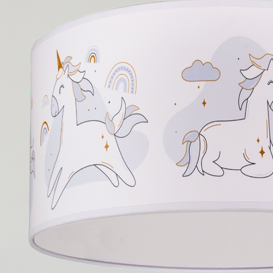 Brilagi - LED kinderhanglamp aan snoer BOBO 1xE27/10W/230V Ø 35 cm wit/eenhoorns