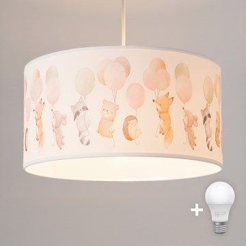Brilagi - LED kinderhanglamp met snoer BOBO 1xE27/60W/230V Ø 35 cm wit/dierenmotief