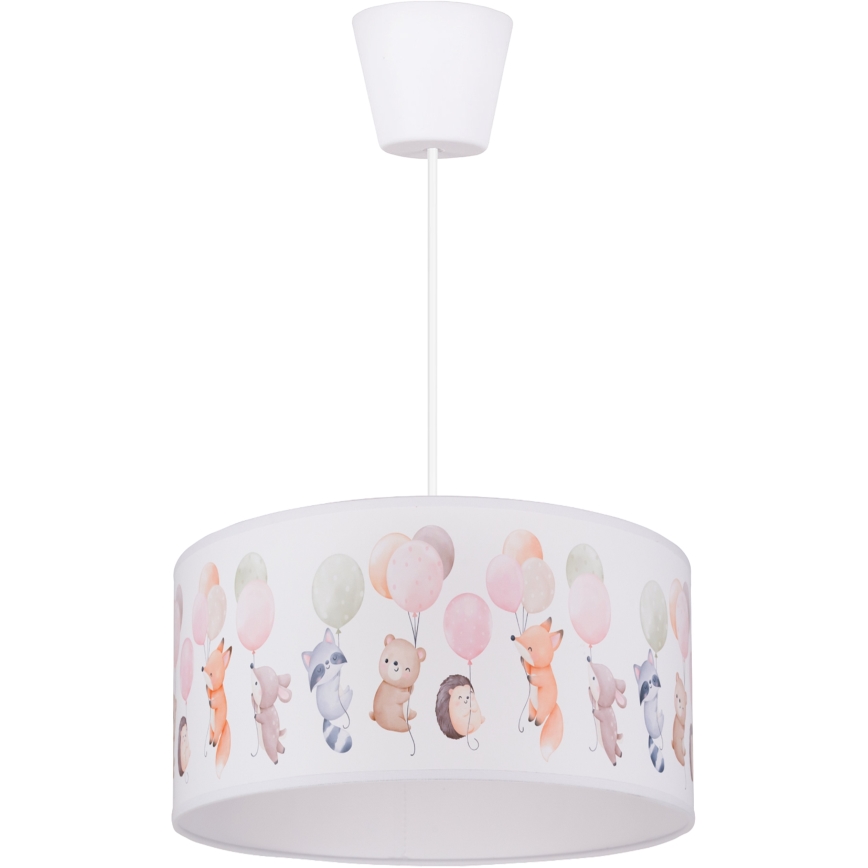 Brilagi - LED kinderhanglamp met snoer BOBO 1xE27/60W/230V Ø 35 cm wit/dierenmotief