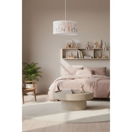 Brilagi - LED kinderhanglamp met snoer BOBO 1xE27/60W/230V Ø 35 cm wit/dierenmotief