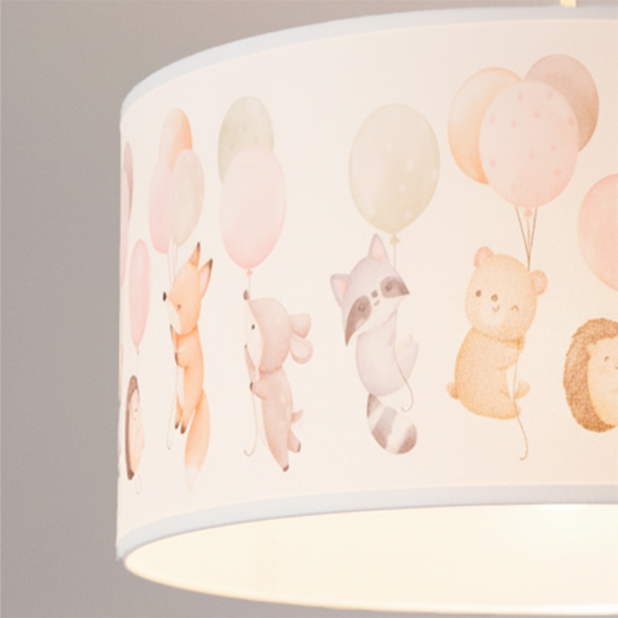 Brilagi - LED kinderhanglamp met snoer BOBO 1xE27/60W/230V Ø 35 cm wit/dierenmotief