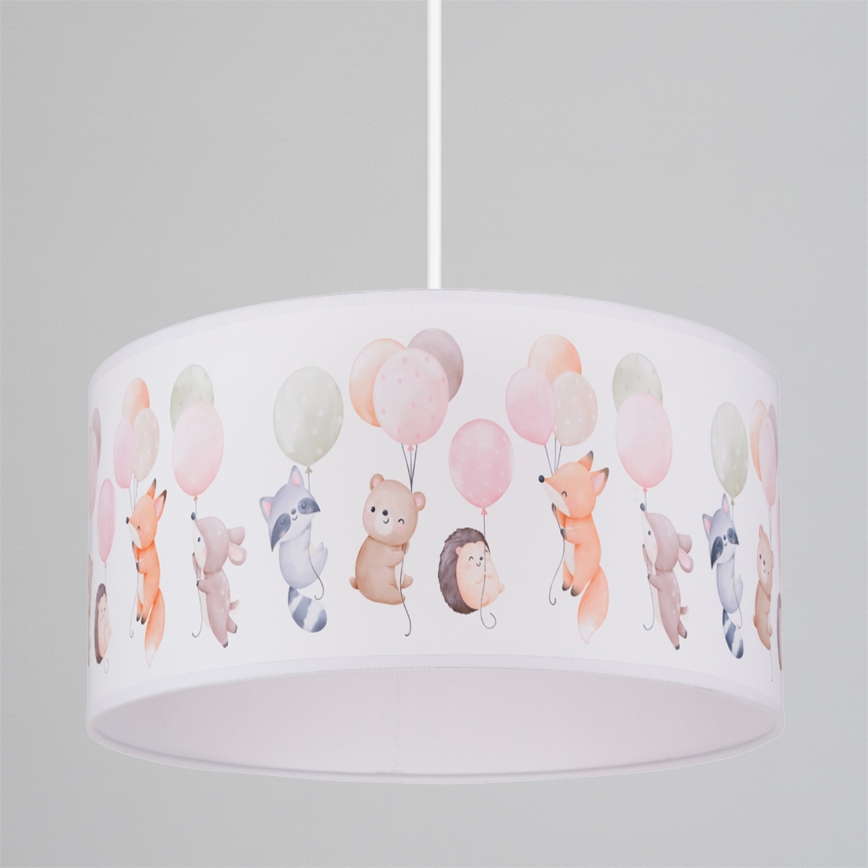 Brilagi - LED kinderhanglamp met snoer BOBO 1xE27/60W/230V Ø 35 cm wit/dierenmotief