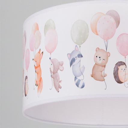 Brilagi - LED kinderhanglamp met snoer BOBO 1xE27/60W/230V Ø 35 cm wit/dierenmotief