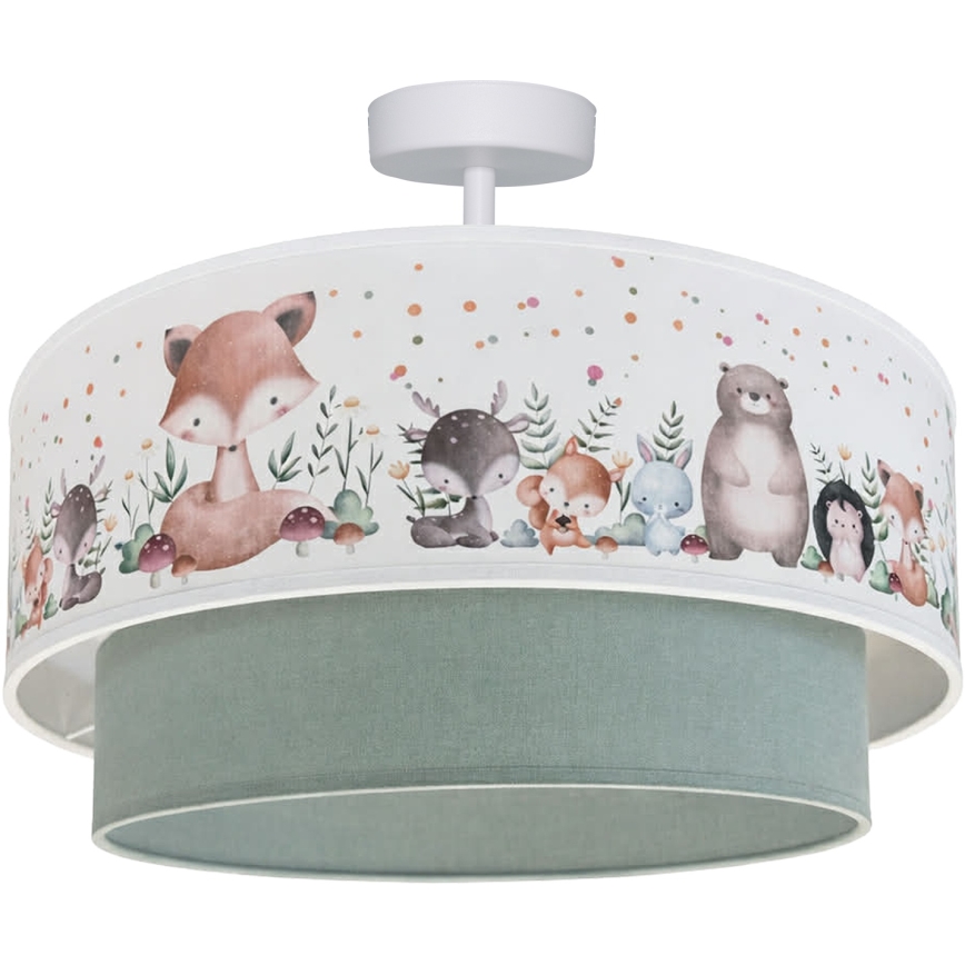 Brilagi - LED kinderplafonnière (opbouw) BOBO 1xE27/10W/230V Ø 40 cm wit/groen/dierenmotief