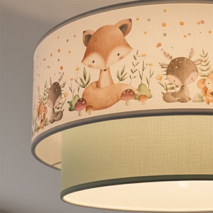 Brilagi - LED kinderplafonnière (opbouw) BOBO 1xE27/10W/230V Ø 40 cm wit/groen/dierenmotief