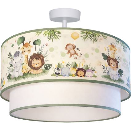 Brilagi - LED opbouwplafonnière voor kinderen BOBO 1xE27/60W/230V Ø 40 cm crème/groen/jungle