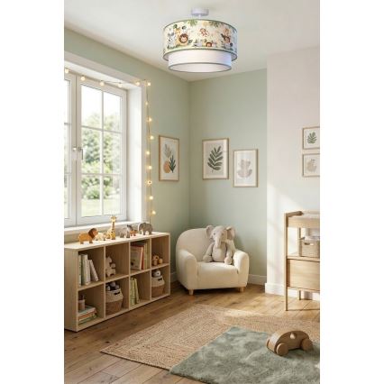 Brilagi - LED opbouwplafonnière voor kinderen BOBO 1xE27/60W/230V Ø 40 cm crème/groen/jungle