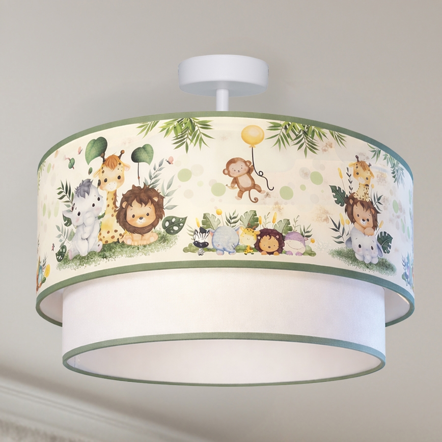 Brilagi - LED opbouwplafonnière voor kinderen BOBO 1xE27/60W/230V Ø 40 cm crème/groen/jungle
