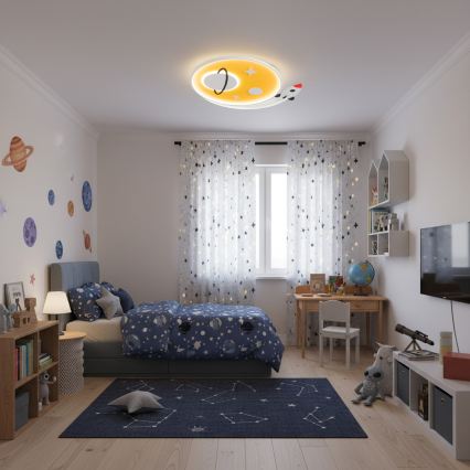 Brilagi - LED kinderplafondlamp STARSHIP LED/64W/230V 3000/4500/6000K geel