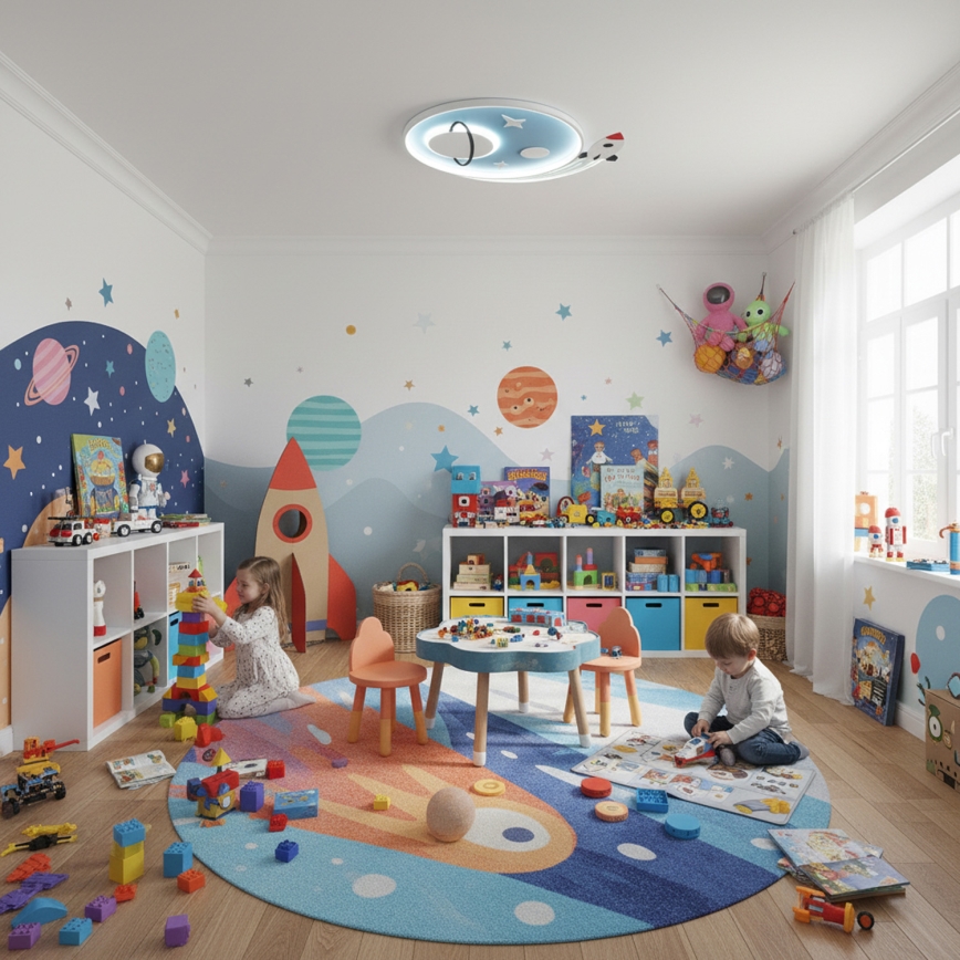 Brilagi -LED kinderplafondlamp STARSHIP LED/64W/230V 3000/4500K blauw