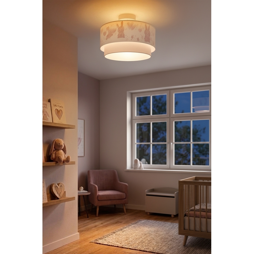 Brilagi - LED kinder-opbouwplafondlamp BOBO 1xE27/10W/230V Ø 40 cm crème/grijs/konijntjes