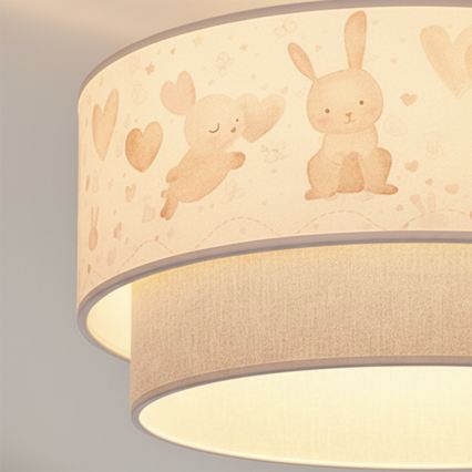 Brilagi - LED kinder-opbouwplafondlamp BOBO 1xE27/10W/230V Ø 40 cm crème/grijs/konijntjes