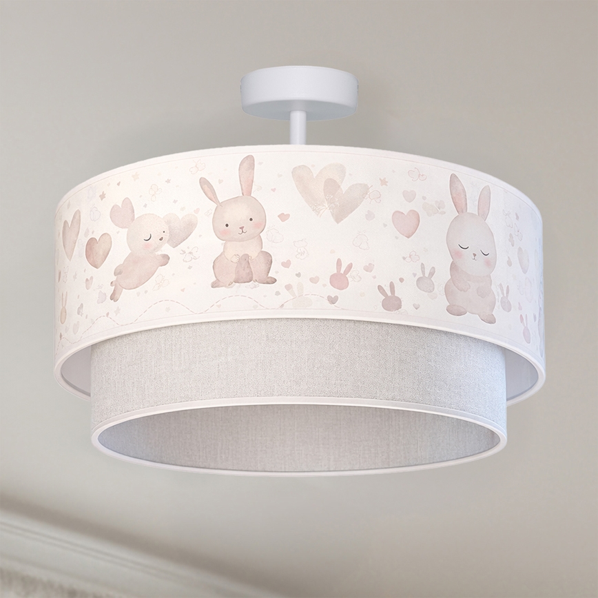 Brilagi - LED kinder-opbouwplafondlamp BOBO 1xE27/10W/230V Ø 40 cm crème/grijs/konijntjes