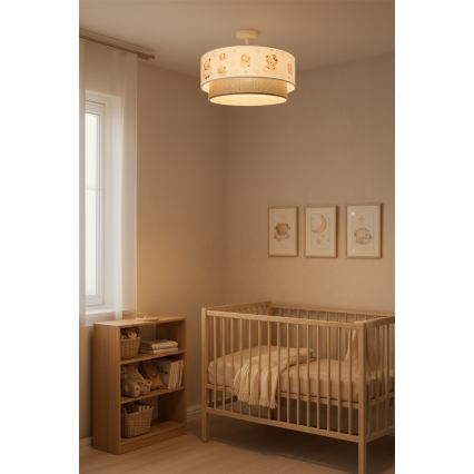 Brilagi - LED kinderplafondlamp BOBO 1xE27/10W/230V Ø 40 cm wit/beige/beertjes