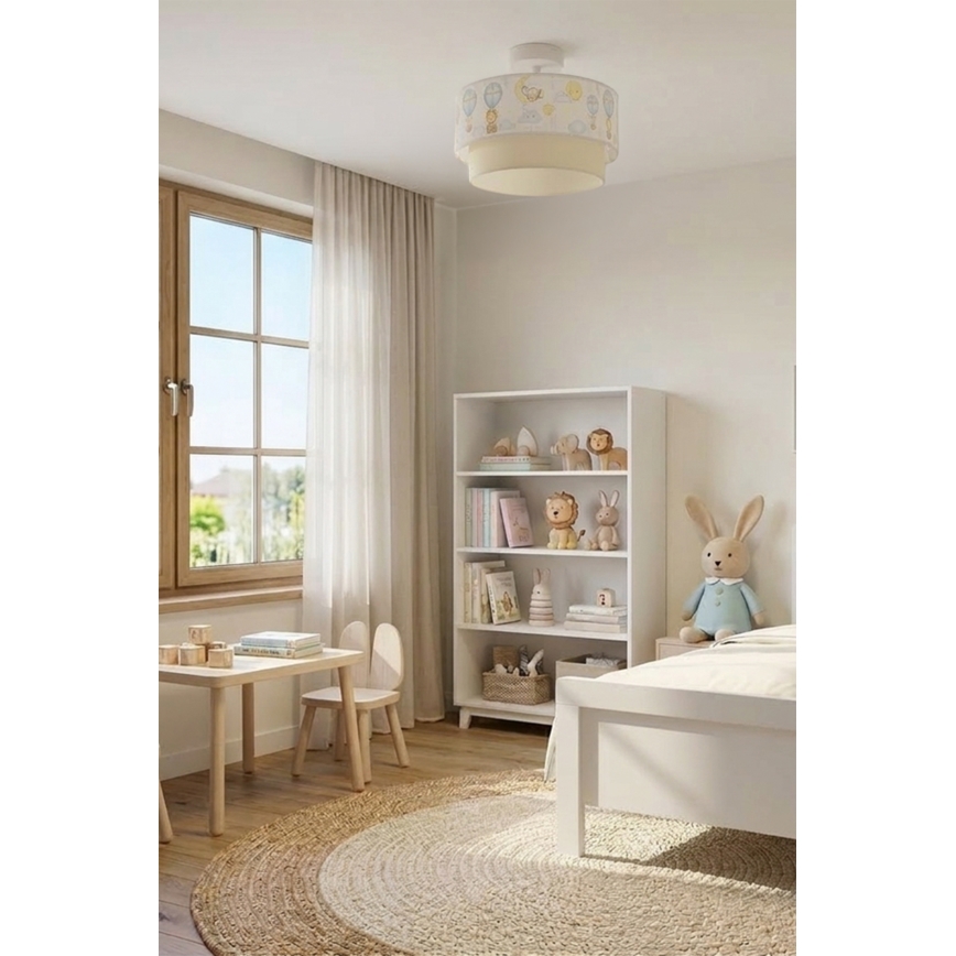 Brilagi - LED kinder-plafondlamp BOBO 1xE27/10W/230V Ø 40 cm wit/beige/dierenmotief