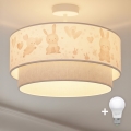 Brilagi - LED kinderplafonnière BOBO 1xE27/60W/230V Ø 40 cm crème/grijs/konijntjes