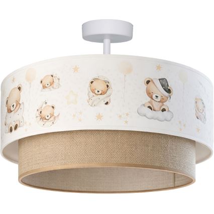 Brilagi-LED kinderplafonnière BOBO 1xE27/60W/230V Ø 40 cm wit/beige/beer
