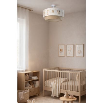 Brilagi-LED kinderplafonnière BOBO 1xE27/60W/230V Ø 40 cm wit/beige/beer