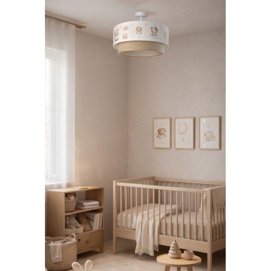 Brilagi-LED kinderplafonnière BOBO 1xE27/60W/230V Ø 40 cm wit/beige/beer