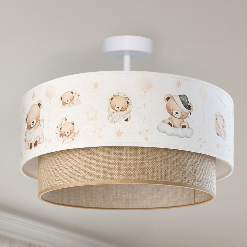 Brilagi-LED kinderplafonnière BOBO 1xE27/60W/230V Ø 40 cm wit/beige/beer
