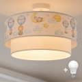 Brilagi-LED Kinderplafonnière BOBO 1xE27/60W/230V Ø 40 cm wit/beige/dierenmotief