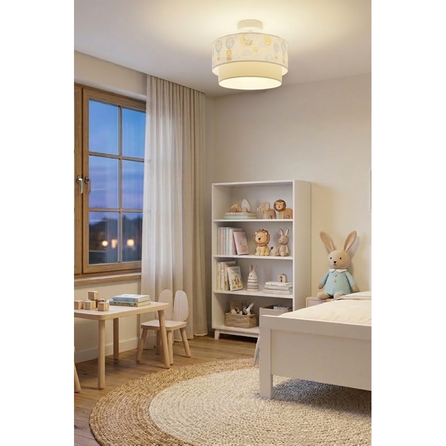 Brilagi - LED kinderplafondlamp BOBO 1xE27/60W/230V Ø 40 cm wit/beige/dierenmotief