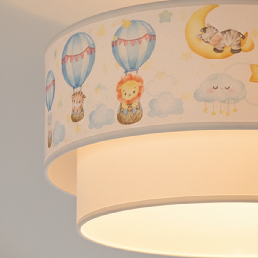 Brilagi - LED kinderplafondlamp BOBO 1xE27/60W/230V Ø 40 cm wit/beige/dierenmotief
