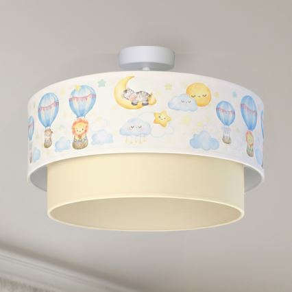 Brilagi - LED kinderplafondlamp BOBO 1xE27/60W/230V Ø 40 cm wit/beige/dierenmotief