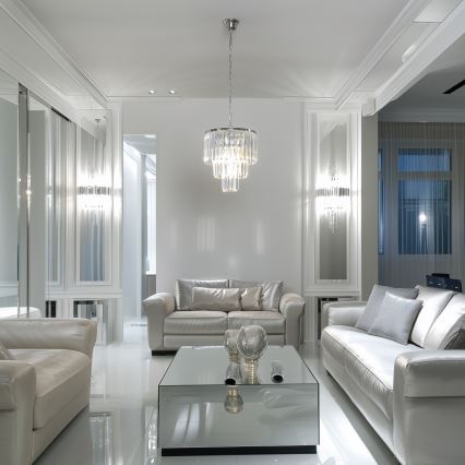 Brilagi - LED Kristallen hanglamp aan een ketting MOZART 4xE14/40W/230V glanzend chroom