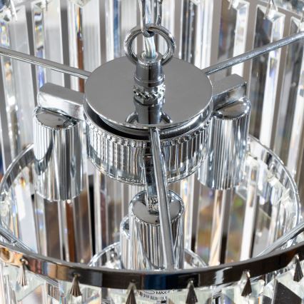 Brilagi - LED Kristallen hanglamp aan een ketting MOZART 4xE14/40W/230V glanzend chroom